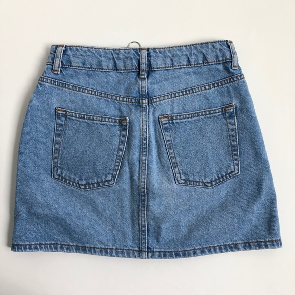 TOPSHOP Petites moto zip front jean skirt size 2 - Picture 2 of 4